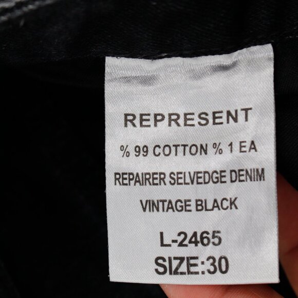 Represent Jeans Mens 30 Repairer Selvedge Vintage Black Ankle Zip Distressed - Picture 13 of 15